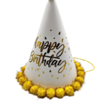 Ponponlu Şapka Happy Varaklı 25 Cm Altın