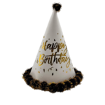Ponponlu Şapka Happy Varaklı 25 Cm Siyah