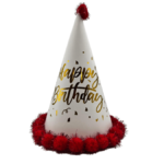 Ponponlu Şapka Happy Varaklı 25 Cm Kırmızı