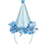 Ponponlu Şapka Yıldızlı Varaklı 18 cm Mavi