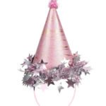 Ponponlu Şapka Yıldızlı Varaklı 18 cm Pembe