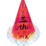 Sim Süslü Neon Şapka Renkli Varaklı Happy 25 Cm Kırmızı