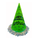 Sim Süslü Neon Şapka Renkli Varaklı Happy 25 Cm Yeşil