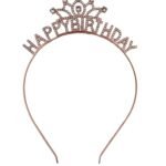 Taç Metal Taşlı Happy Birthday Taşlı İşlemeli Rose Gold