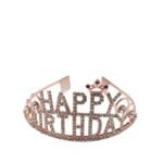 Taç Metal Taşlı Happy Birthday Yıldızlı Lüks Rose Gold