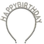 Taç Plastik Happy Birthday İncili Gümüş