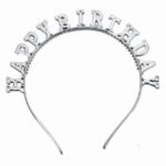 Taç Plastik Parlak Happy Birthday Yazılı Gümüş